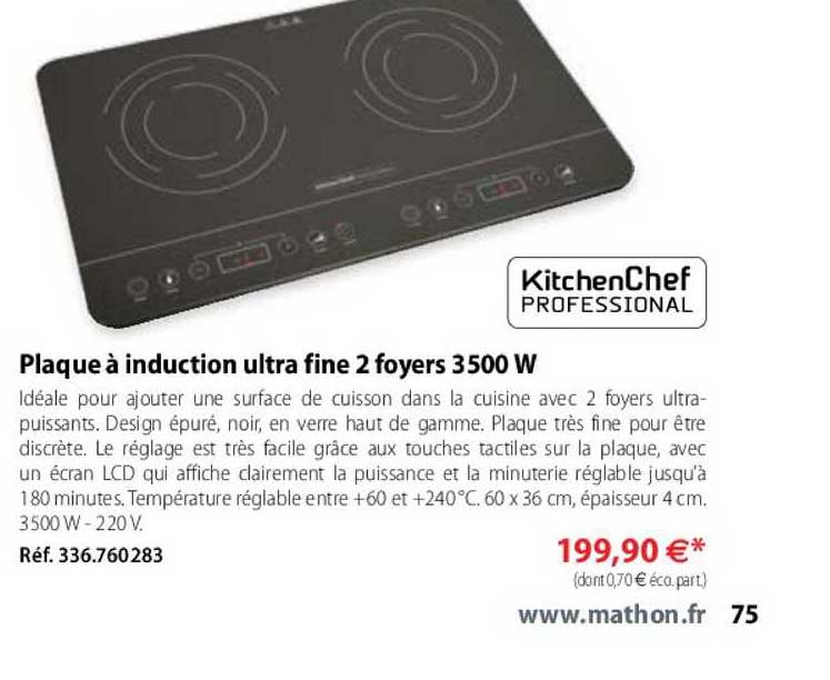 plaque à induction ultra fine 2 foyers 3500w kitchenchef professional