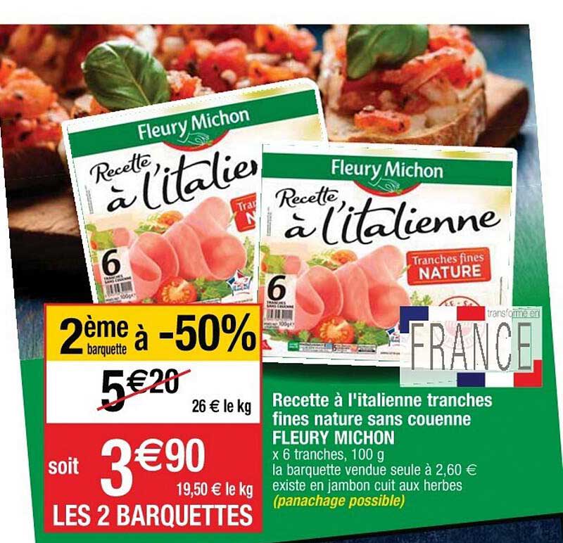 recette à l'italienne tranches fines nature sans couenne fleury michon
