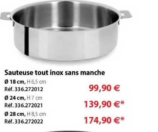 Sauteuse Tout Inox Sans Manche