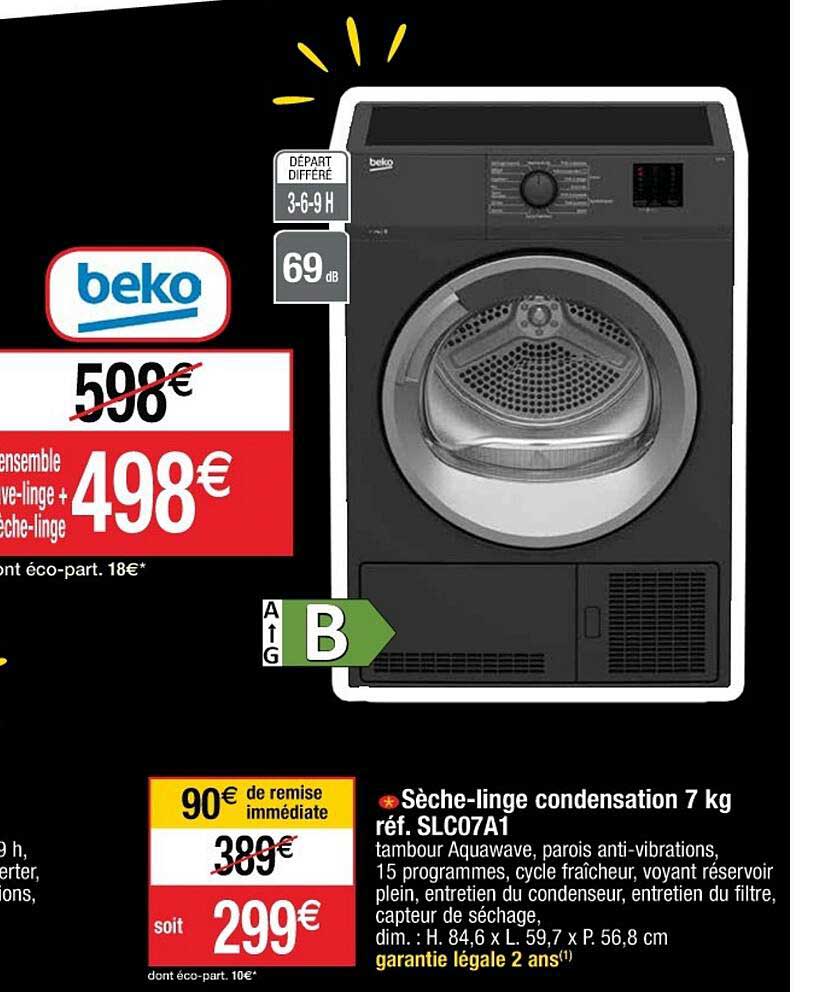 sèche-linge condensation 7 kg beko