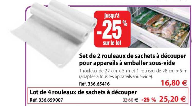 set de 2 rouleaux de sachets à découper pour appareils à emballer sous vide lot de 4 rouleaux de sachets à découper