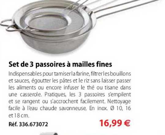 set de 3 passoires à mailles fines