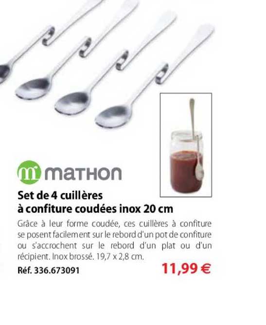 Set De 4 Cuillères à Confiture Coudées Inox 20 Cm