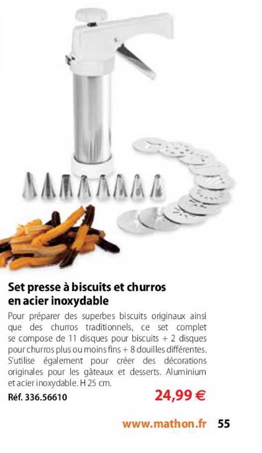 set presse à biscuits et churros en acier inoxydable