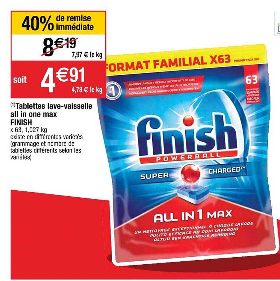 tablette lave-vaisselle all in one max finish