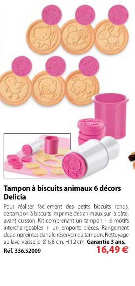 tampon à biscuits animaux 6 décors delicia