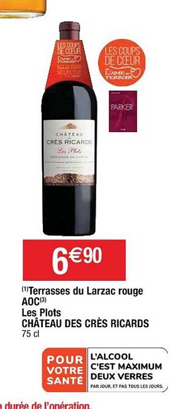 Terrasses Du Larzac Rouge Aoc Les Plots Château Des Crès Ricards