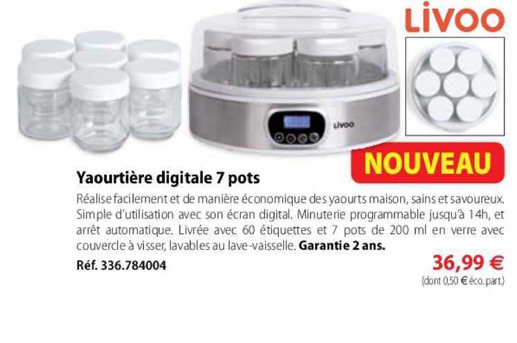 yaourtière digitale 7 pots livoo