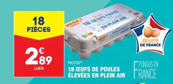 18 oeufs de poules élevées en plein air picota