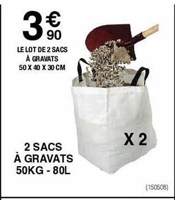 2 sacs à gravats 50kg - 80l