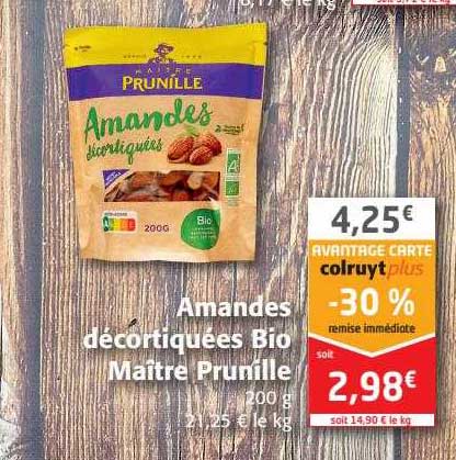 amandes décortiquées bio maître prunille