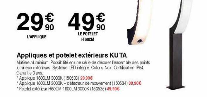 applique et potelet extérieurs kuta
