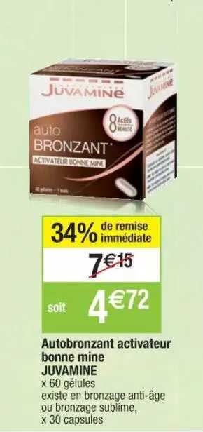 autobronzant activateur bonne mine juvamine