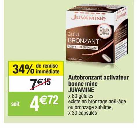autobronzant activateur bonne mine juvamine