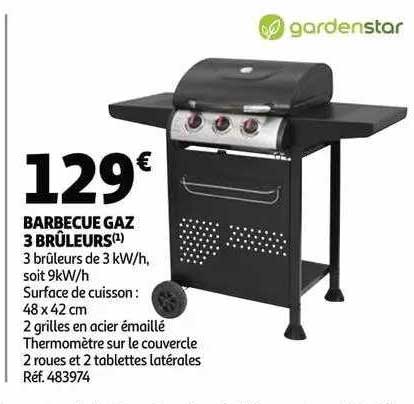 barbecue gaz 3 brûleurs gardenstar