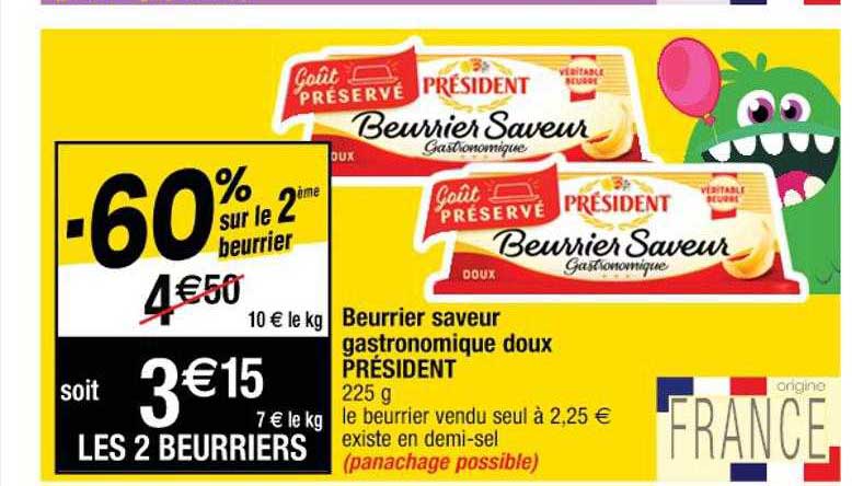 Beurrier Saveur Gastronomique Doux Président