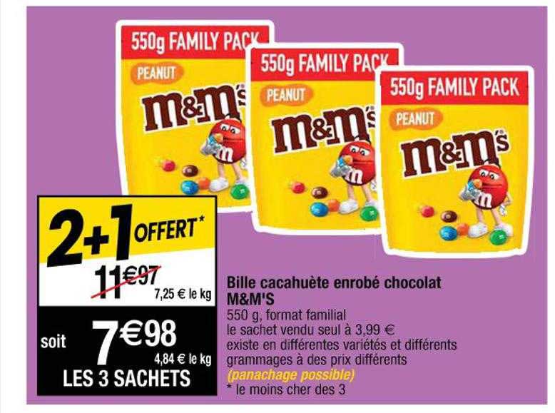 bille cacahuète enrobé chocolat m&m's
