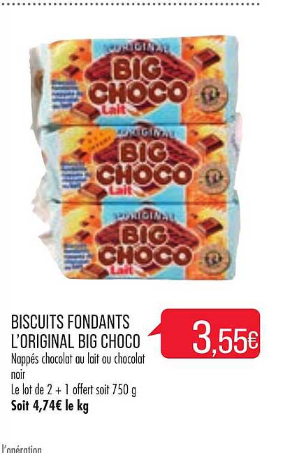 biscuits fondants l'original big choco