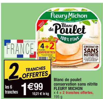Blanc De Poulet Conservation Sans Nitrite Fleury Michon