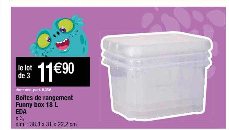 boîtes de rangement funny box 18 l eda