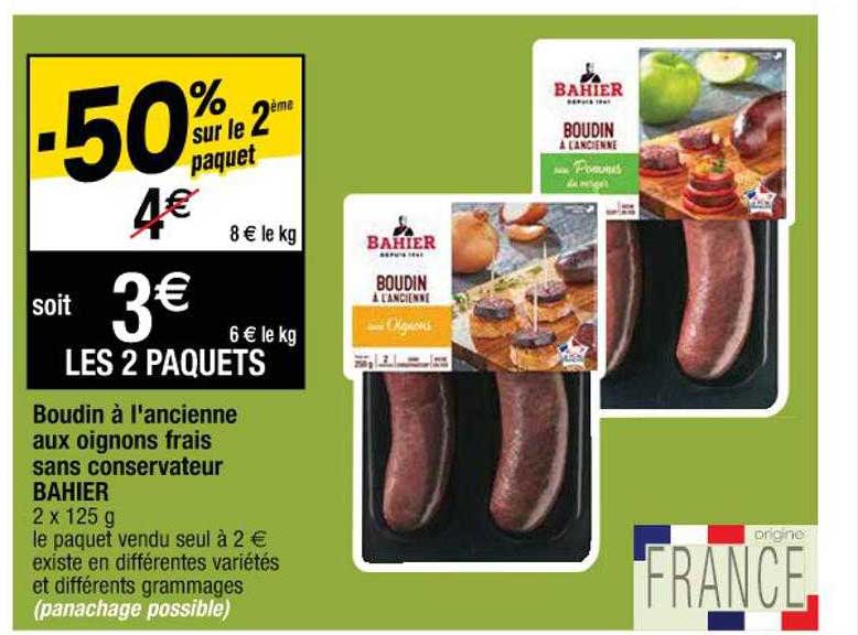 boudin à l'ancienne aux oignons frais sans conservateur banier