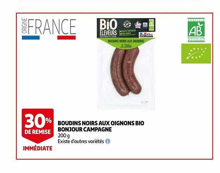 boudins noirs aux oignons bio bonjour compagne