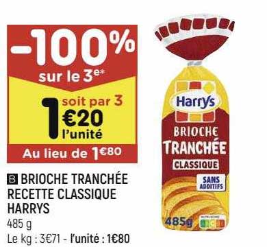 Brioche Tranchée Recette Classique Harrys