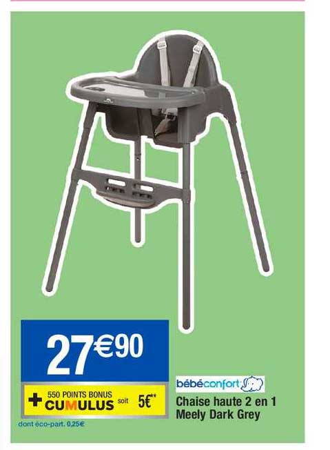 chaise haute 2 en 1 meely dark grey bébéconfort