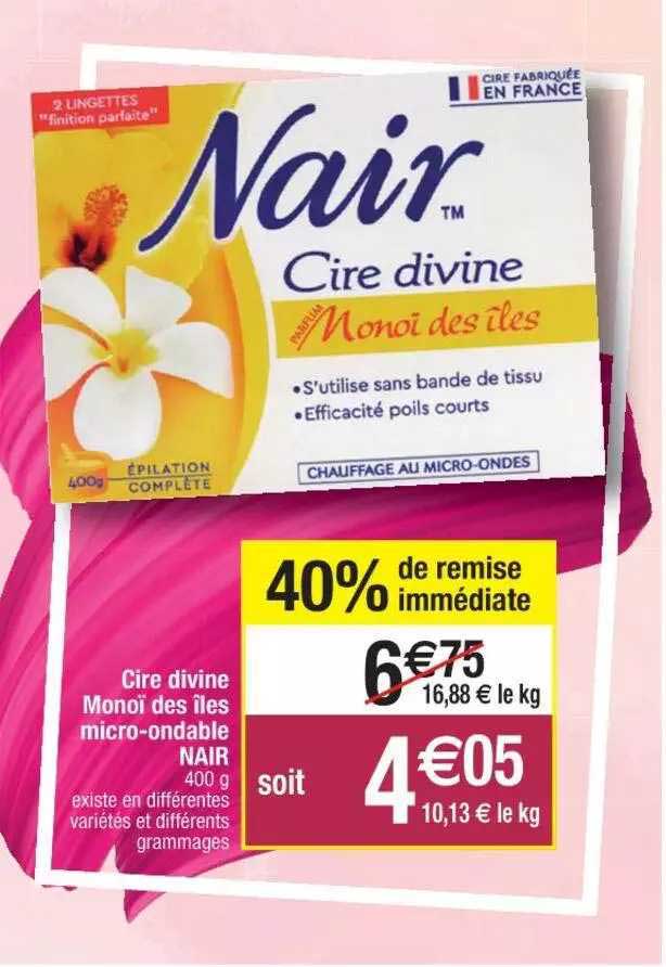 cire divine monoï des îles micro-ondable nair