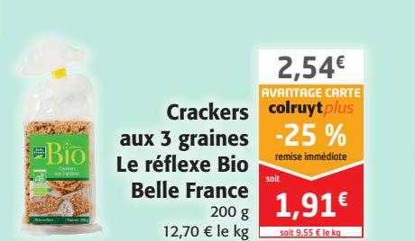 crackers aux 3 graines le réflexe bio belle france
