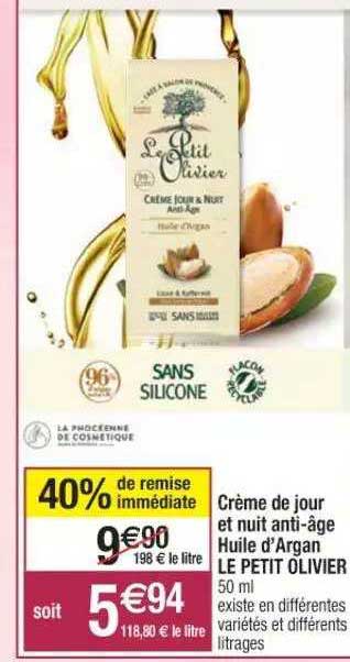 crème de jour et nuit anti-âge huile d'argan le petit olivier