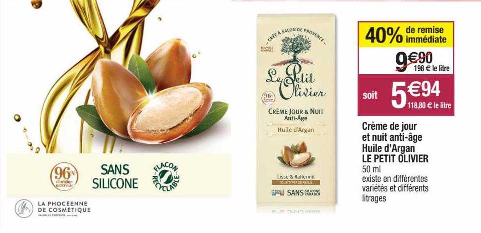 crème de jour et nuit anti-âge huile d'argan le petit olivier