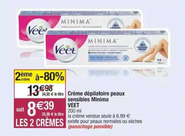 crème dépilatoire peaux sensibles minima veet