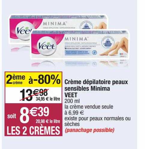crème dépilatoire peaux sensibles minima veet