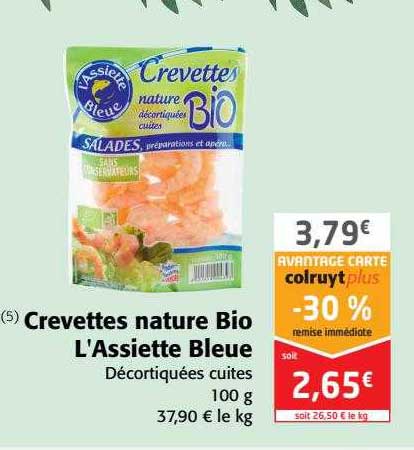 crevettes nature bio l'assiette bleue