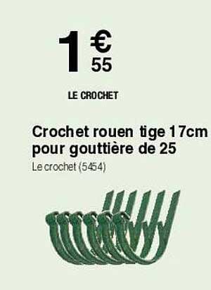 crochet rouen tige 17 cm pour gouttière de 25