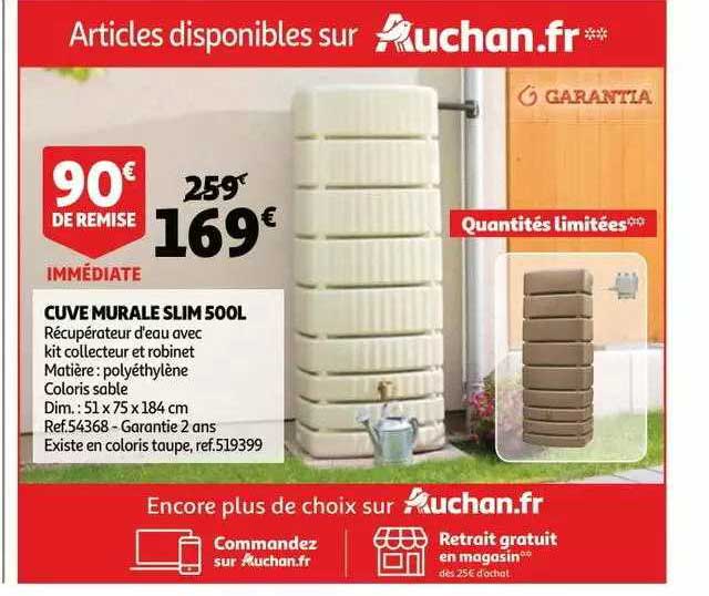 cuve murale slim 500l garantia
