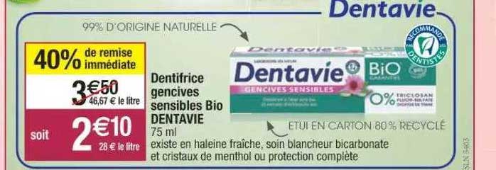 dentifrice gencives sensibles bio dentavie