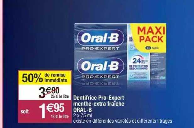 dentifrice pro-expert menthe-extra fraîche oral-b