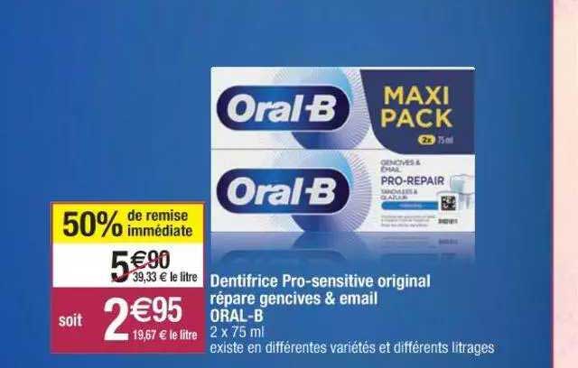 dentifrice pro-sensitive original répare gencives & email oral-b