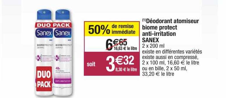 déodorant atomiseur biome protect anti-irritation sanex