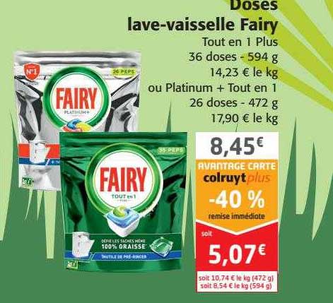 doses lave-vaisselle fairy