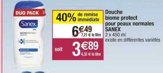 douche biome protect pour peaux normales sanex