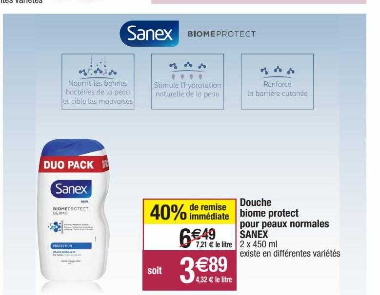 douche biome protect pour peaux normales sanex