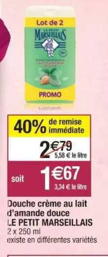 douche crème au lait d'amande douce le petit marseillais