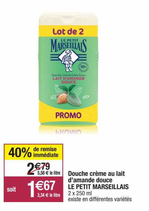 douche crème au lait d'amande douce le petit marseillais