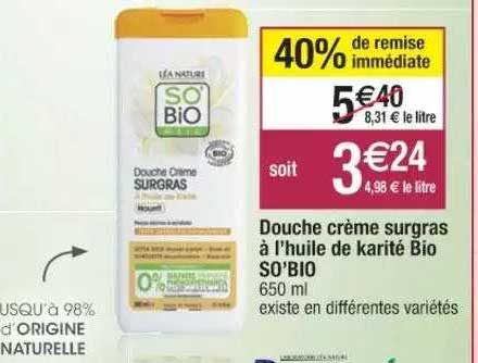 douche crème surgras à l'huile de karité bio so'bio