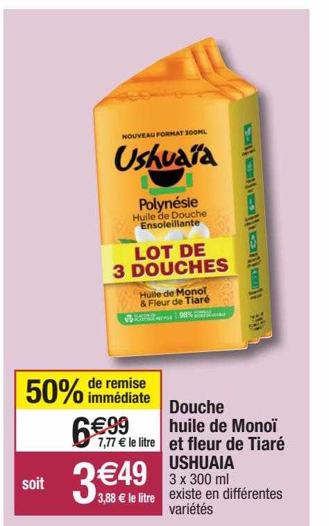 douche huile de monoï et fleur de tiaré ushuaïa