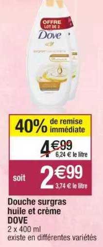 douche surgras huile et crème dove