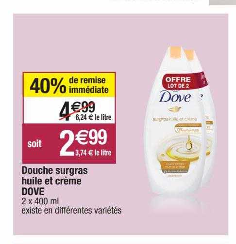 douche surgras huile et crème dove